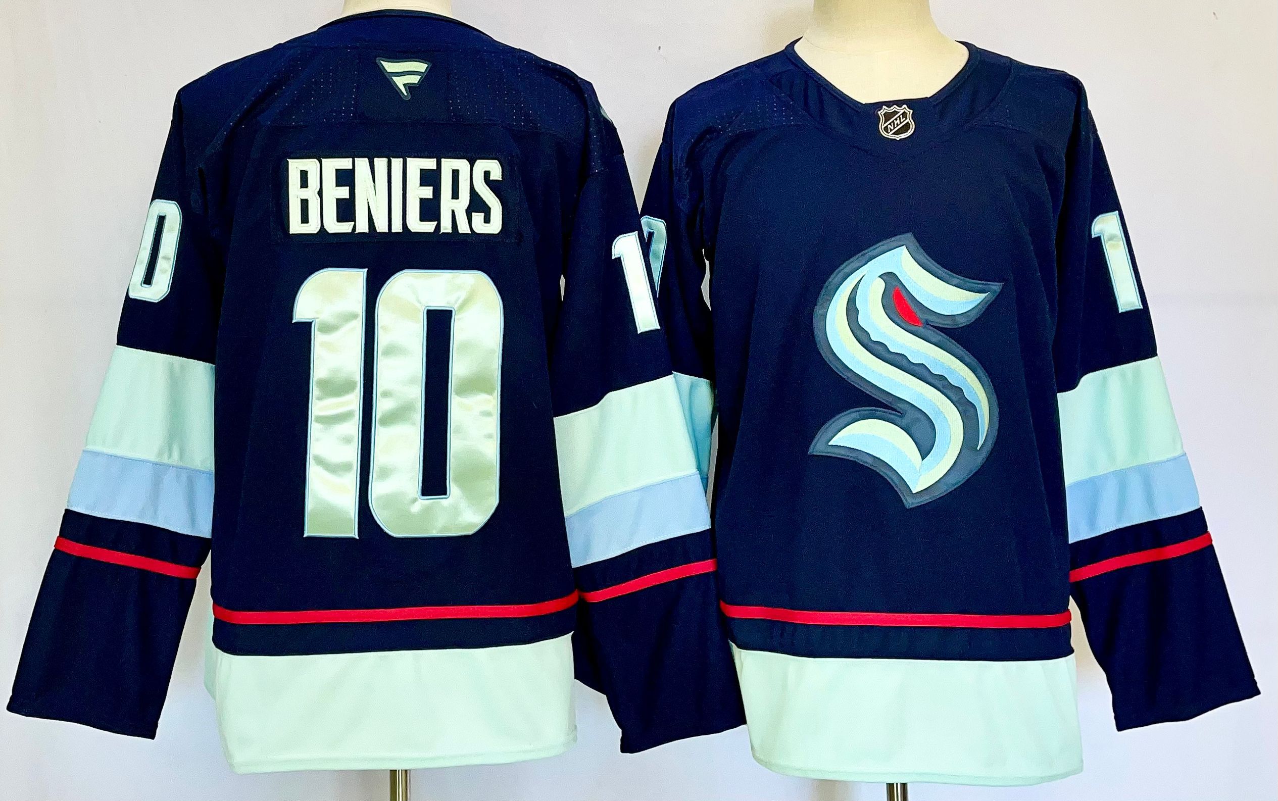 Men Seattle Kraken #10 Beniers Drak Blue 2025 Home Premier Player NHL Jersey